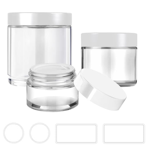 Tecohouse 3 Pack Glass Jars with Lids 1oz 2oz and 4oz Jars with Lids and Stickers Reusable Travel Containers for Creams Lotion Cosmetics