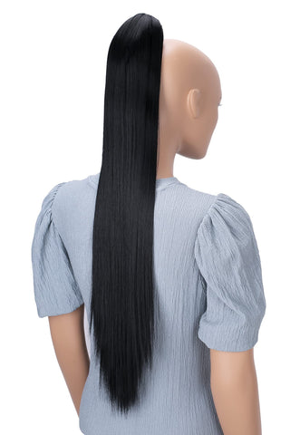27 black # 1 H74 : PRETTYSHOP Hairpiece Ponytail Hair Clip on Extension Long hair smooth Heat-Resisting 27" black # 1 H74