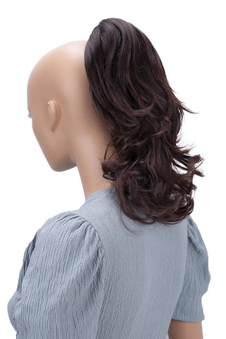 Dark brown mix # 2T33 H108 : PRETTYSHOP 14" & 110g Hair Piece Ponytail Extension Straight Light Curled Nature Looking Heat-Resisting Different Colors (reddish dark brown H108_2T33)