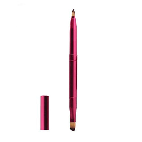 Exquisite Professional Lip Brush Applicators-Retractable Lipstick Brushes- Lipstick Gloss Makeup Brush Tool For Women and Girls (Two-Head-Rose Red)