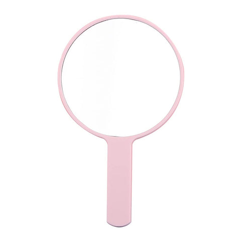 lasenersm 1 Piece Travel Handheld Mirror Round Cosmetic Hand Mirror Travel Makeup Mirror Hand Held Mirror Plastic Cosmetic Mirror Makeup Hand Mirror with Handle, Pink