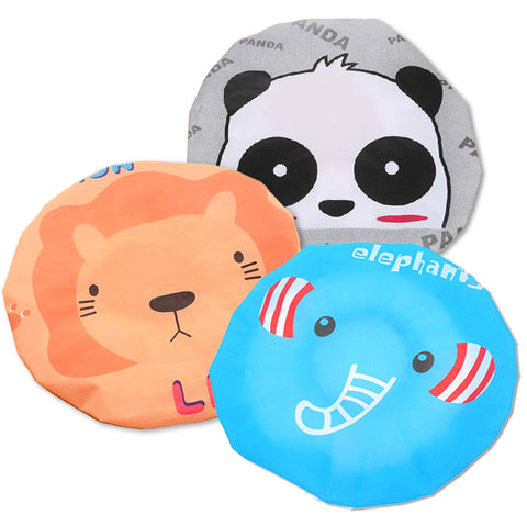 Fast and Good Cute Cartoon Waterproof Elastic Shower Cap Bath Cap for Women and Girls and Kids,Pack of 3 (Panda+Elephant+Lion)