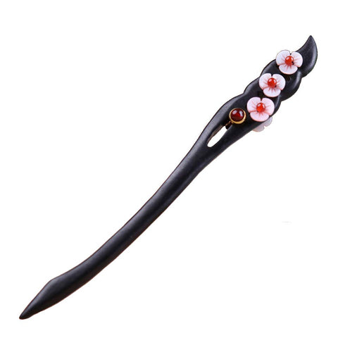 TOP SEWING Ebony Jade Flower Hairpins Handmade Wooden Hair sticks for Women Chinese Hair Chopsticks for Long hair B