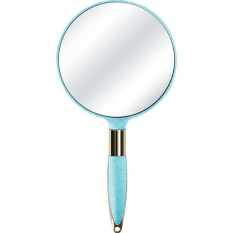 lasenersm 1 Piece Travel Handheld Mirror Round Travel Makeup Mirror Cosmetic Hand Mirror Hand Held Mirror Plastic Cosmetic Mirror Makeup Hand Mirror with Handle, Blue