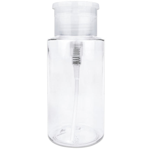 Clear - Unlabeled: Pana 7 Oz Professional Acetone-Labeled Push Down Liquid Pumping Bottle Dispenser (Clear - Unlabeled)