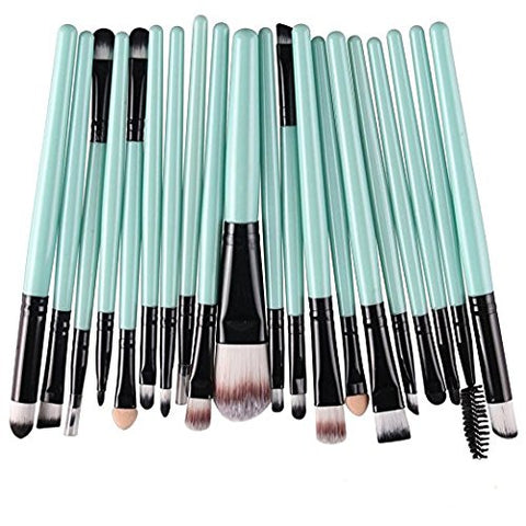 Green+Black : Kolight 20pcs Cosmetic Makeup Brushes Set Eyeshadow Lip Brush for Beautiful Female (Green+Black)