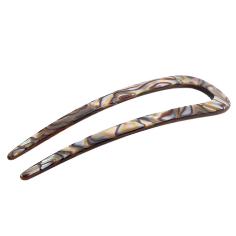 French Amie Slick Onyx Silver Grey Handmade Cellulose Acetate Chignon U Hair Pin Stick (Onyx Silver Grey)