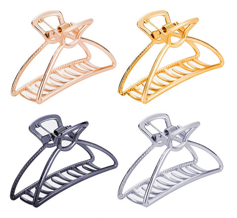 4PCS Large Metal Hair Claw Clips Hair Catch Barrette Jaw Clamp for Women Half Bun Hairpins for Thick Hair(Silver+Gold+Rose Gold+Black)\