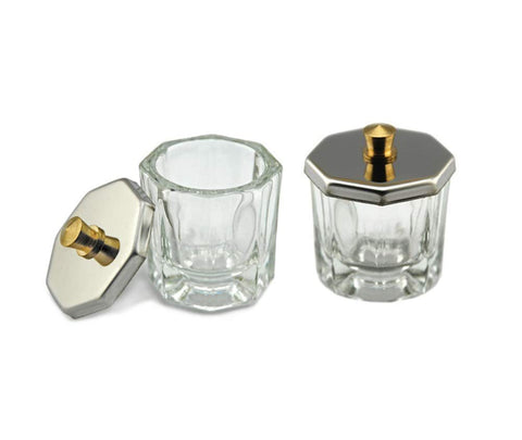 ConStore 2PCS Glass Crystal Dappen Dish with Lid Mini Bowl Cups Nail Art Tools Clear Nail Art Equipment for Mixing Liquid Powder