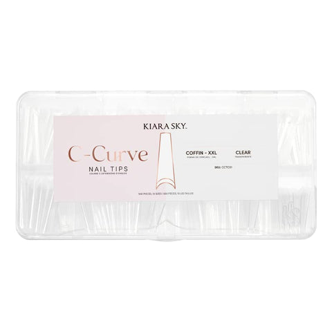 Kiara Sky C Curve XXL Nail Tip Case (500 Tips in 10 Sizes) (Coffin Clear)