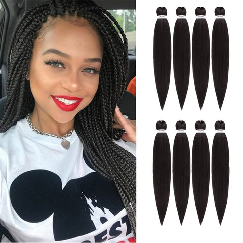 Difunee 22, 2: 22"-8 Packs/Lot Pre-Stretched Braiding Hair Extensions Yaki Texture Synthetic Low Temperature Itch-Free Twist Braid Hair (#2)