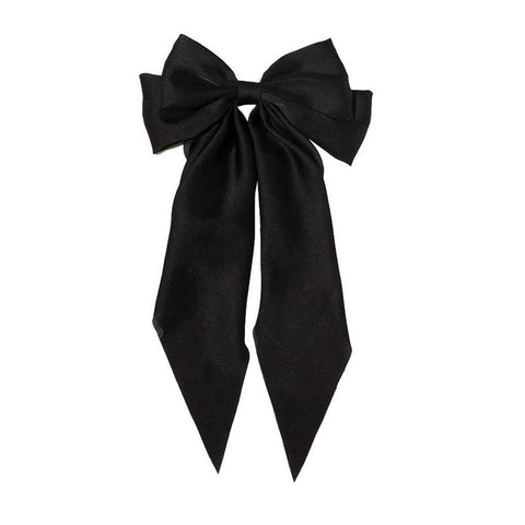 ROWAG Ribbon Hairclip Vintage Satin Bow Bowknot Hairpin Women Hair Clip (Black)