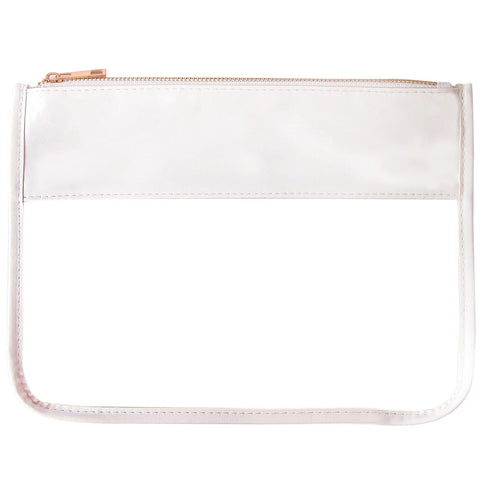 Makeup Bag Waterproof Leather Cosmetic Bag Toiletry Bag,DIY Chenille Letter Bag Nvlon Clear Travel Makeup Bag for Women Girls (White)