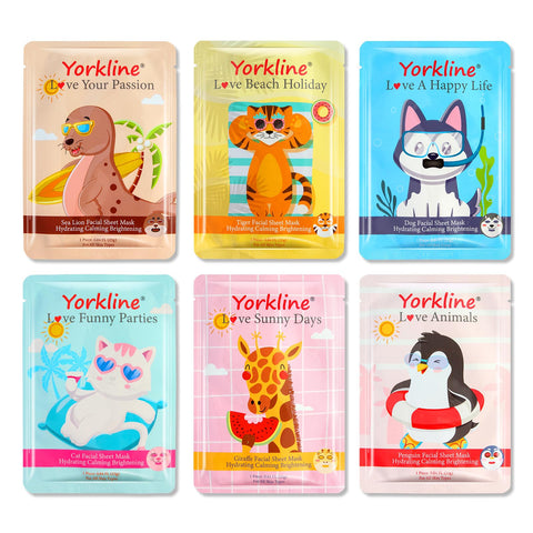 Yorkline Animal Facial Sheet Mask, Spa Mask, Party Gift for Her, Character Sheet Mask for Kids, Girls Night, Fun Face Mask with Animal Character