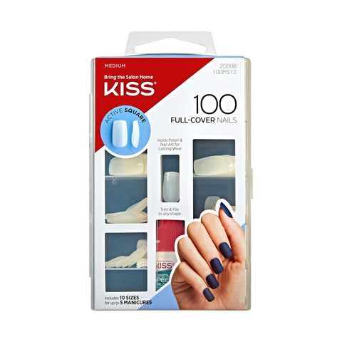 Kiss Nails 100 Full Cover Nails - Active Square by Kiss
