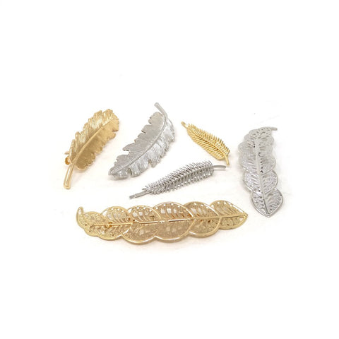 yueton 6pcs Mix Style Gold Leaves Barrettes Bobby Pin Hair Clips Bride Headwear Edge Clip Clamps