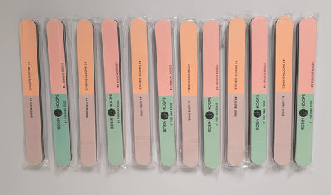 Robin Hoops (Pack of 12) 4 Way Shine Nail Buffer/File Nail Edge, Remove Ridges, Smooth Surface, Super Shine
