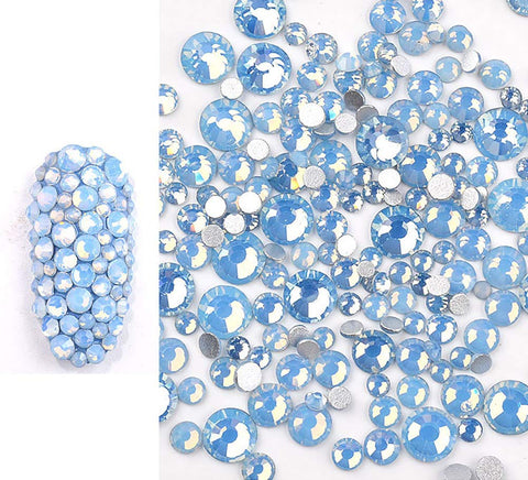 Sparkly Opal Rhinestones for Nails 3D Nail Art Rhinestones - DIY Nail Jewels Crafts - Crystal Diamond Rhinestones and Charms Nail Decoration Flatback Gems Stones, Opal Blue