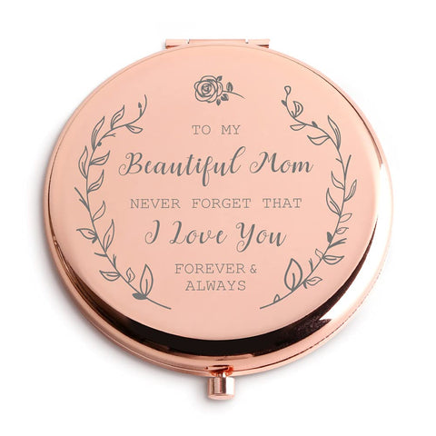 Birthday Gifts for Mom?Rose Gold Compact Makeup Mirror?Gifts for Mom from Daughter or Son,Mother of The Bride Gifts,Best Mom Gifts,Gift for to My Beautiful Mom