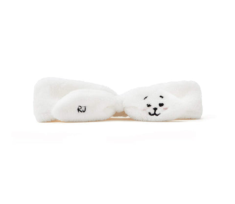 BT21 Official Merchandise by Line Friends - RJ Character Spa Makeup Hair Wrap Polyester Headband for Girls - White