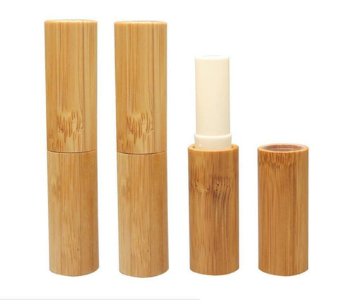 3 PCS 3ML Empty Refillable Bamboo Lipstick Tubes DIY Lip Balm Tube Dispenser Containers Chapstick Slim Wax Tube Pipe Cosmetic Holder for Women Girls