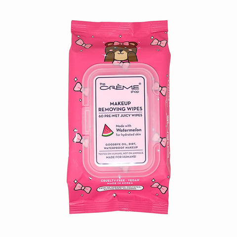 The CrÃ¨me Shop Makeup Removing Wipes Made with Watermelon for Hydrated Skin (60 Pre-Wet Juicy Wipes)