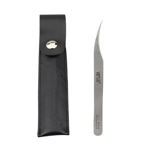 1 PC Vetus Ultra Rigidity Curved Tweezers Dolphin Tweezer Anti-Static Stainless Steel for Individual Volume Lashes Tweezers