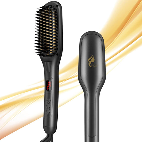GRAPHENE TIMES Hair Straightener Brush - Ceramic - One Size - Straightens Straight Hair