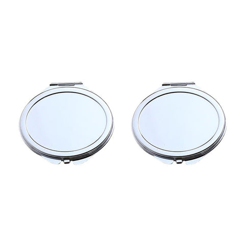 lasenersm 2 Pieces Compact Makeup Mirror Pocket Makeup Mirror Double Sided Makeup Mirror Oval Pocket Mirror Portable Travel Mirror Folding Mirror Compact Mirror Travel Makeup Mirror, Silver