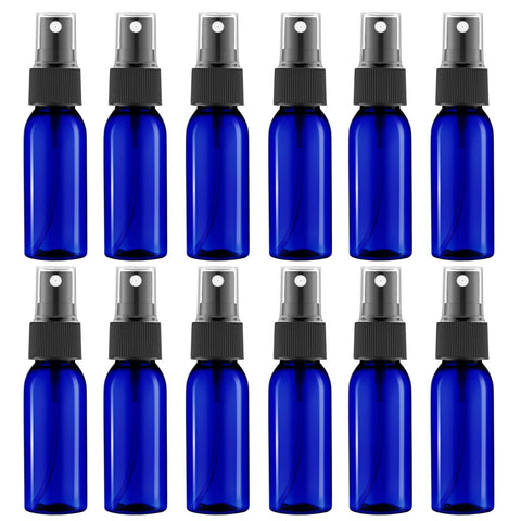 1 Oz/30ML Plastic Spray Bottles(12 PCS), Blue Empty Fine Mist Mini Travel Size Sprayer, Portable Refillable Liquid Containers for Perfume, Cologne, Samples, Alcohol