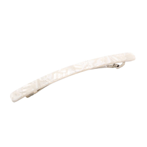 French Amie Long and Thin Frost White Large 4â€Â Handmade Celluloid Automatic Hair Clip Barrette for Women and Girls (Frost White)