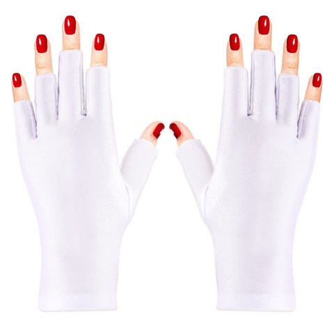 Pimoys Anti UV Gloves for UV Gel Nail Lamp Light, Gel Manicure Gloves UV Light Gloves for Gel Nails, Hand UV Protection Fingerless Gloves for Nails UV Light