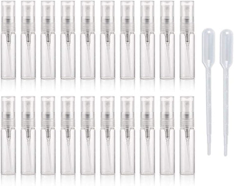 Enslz 20pcs Empty Clear 5ml Glass Spray Bottle Refillable Perfume Glass Bottles for Travel