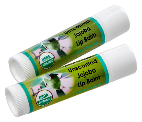 2 Pack, Unscented Jojoba Lip Balm in Tube .15 oz, All Natural hand made
