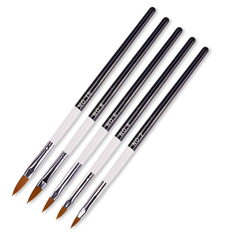 WOKOTO 5 Pcs Professional Acrylic Nail Brushes For Acrylic Application Uv Gel Builder Drawing Flower Nail Painting Pen Acrylic Brushes For Nails Kit Nail Carving Pen Nail Acrylic Brush (2/4/6/8/10#)