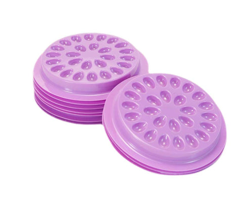 100 PCS Disposable Plastic Glue Pallet Pad for Eyelash Extensions Purple Flower Shaped Lashes Gasket Adhesive Pigment Holder Base for Nail Art or Tattoo Ink