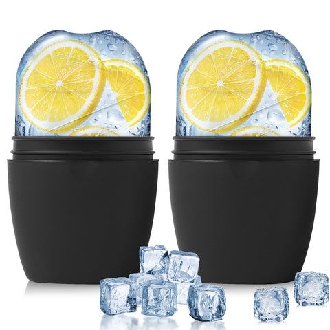 Evmliy 2Pack Ice Roller, Face & Eye Puffiness Relief, Silicone Ice Roller Massager, Massage Roller, Reusable Facial Ice Mold, Black