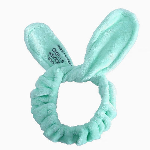 Lingcat Hair Band for Washing Face, Soft Coral Fleece Hairlace Rabbit Ear Shape Makeup Headband, 1pcs, Green