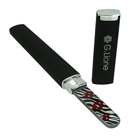 Premium Glass Nail File With Case â€“ G.Liane Professional Crystal Fingernail Files Perfect Manicure Set For Women Men Kids Nail Care Gift Set (Black)