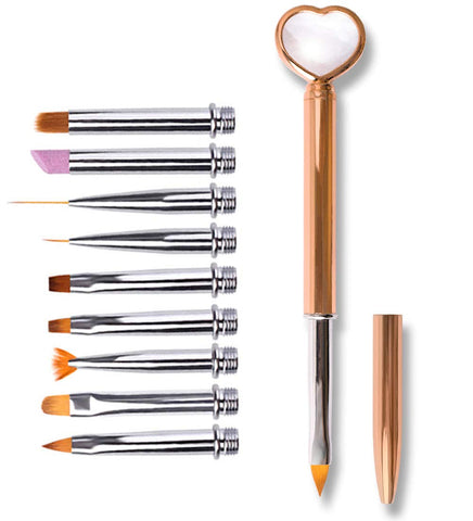 SILPECWEE 1 Pack Replacement Nail Art Brush Set Nail Painting Flower Pen Acrylic UV Gel Manicure Accessories (10 Kinds Of Pen Tips)