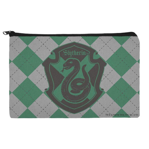 Harry Potter Slytherin Plaid Sigil Makeup Cosmetic Bag Organizer Pouch, Green, OneSize