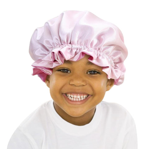 Sent Hair Kids Satin Bonnet Sleeping Cap Adjustable Sleep Bonnet with Drawstring Reversible Night Caps for Kids Child Baby Toddler Sleep Cap Double Layer Light Pink/Pink