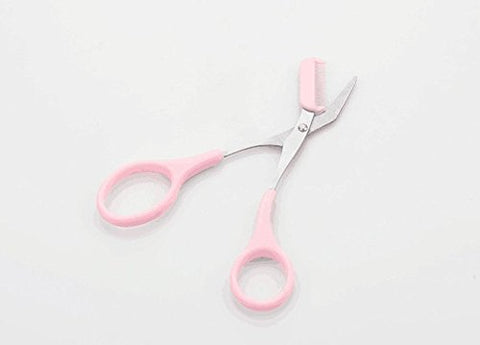 WOIWO 2PCS Pink Stainless Steel Curved Craft Facial Hair Scissors Eyebrow Trimmer for Men & Women