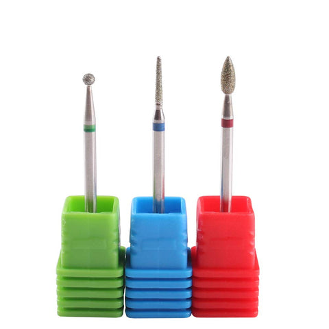 D: Mzcmsl 3Pcs Diamond Cuticle Drill Bits (Needle, Ball, Bullet) Nail Bit, Professional Manicure Drill Bit Kit, 3/32 Shank E File