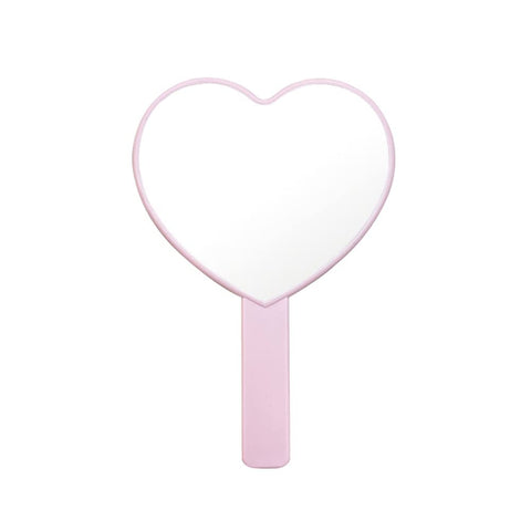 lasenersm 1 Piece Travel Handheld Mirror Heart Shaped Cosmetic Hand Mirror Travel Makeup Mirror Hand Held Mirror Plastic Cosmetic Mirror Makeup Hand Mirror with Handle, Pink