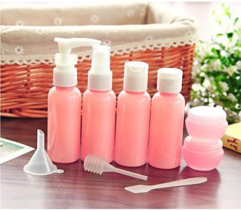 WOIWO 9 Pieces Travel Kit Travel Kit Plastic Spray Bottle Lotion Shampoo Cream Cosmetic Bottle