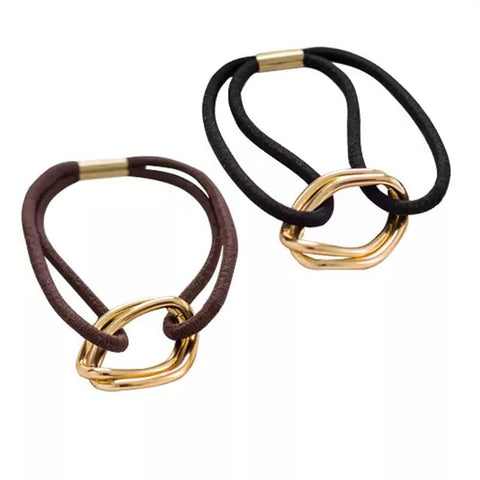 Lovef 5Pcs Fashion Gold Plating Metal Cuff Band Ponytail Tie Hair Cuff Elastic Wrap Hair Rope Hair Ring