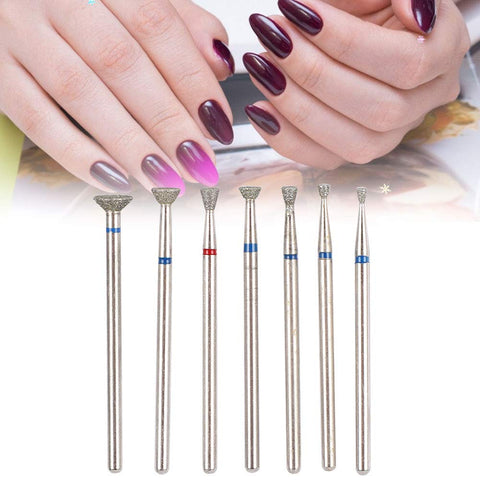 Sealing Cuticle Nail Drill Bit Ceramic Bits Set 7pcs 3/32 inch Diamond Carbide Electric Grinding Head Tool Cone Cuticle Nail Sealing Drill Bit for Remove Acrylic Gel Nails Manicure Pedicure (#3)