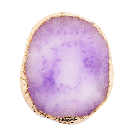 JASSINS Resin Nail Art Palette,Nail Art Painting Mixed Color Palette Gold Edge Nail Gel Color Makeup Display Board(Purple)