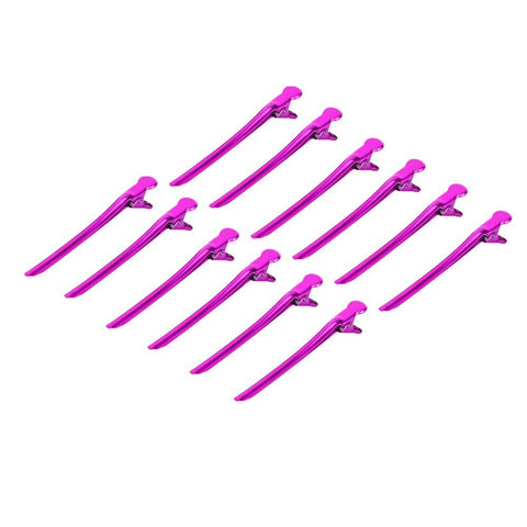12Pcs Sectioning Clip Barrette Metal Duckbill Clip Hair Grip Clamps Salon Barber Hairdressing Styling Tools ( Color : Rose Red )